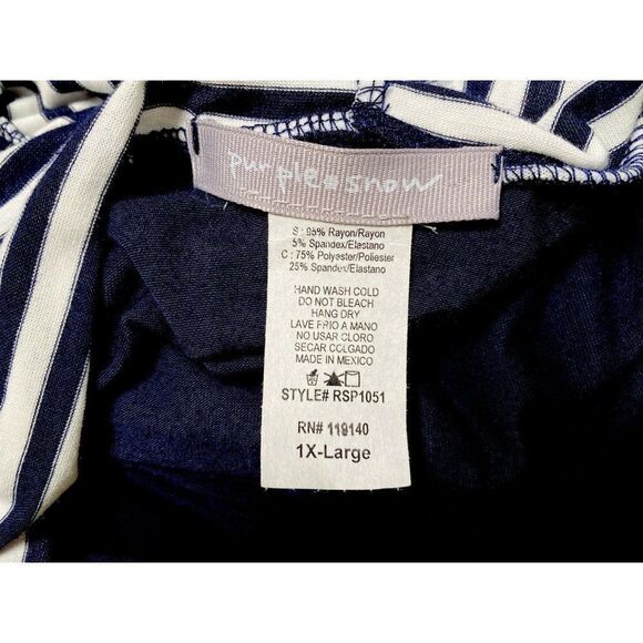 Purple Snow Nautical Love Heart Striped Pullover Hoodie Anchor Navy Stretch 1X - Picture 5 of 5